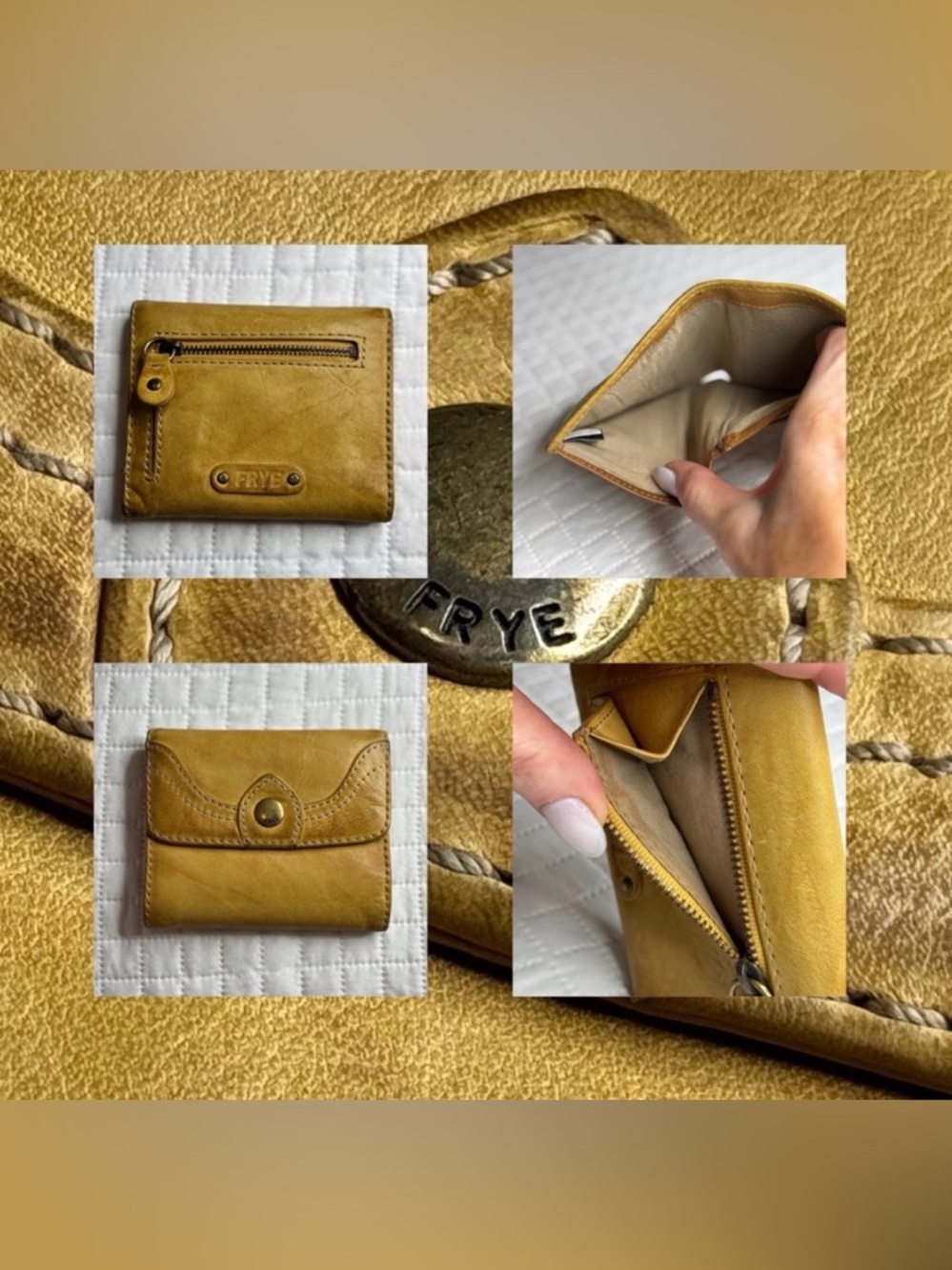 Frye Melissa Snap Wallet yellow 

Imperfections + measurements in photos